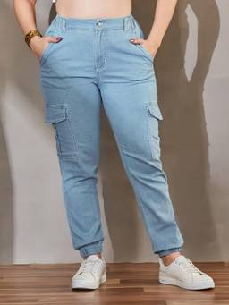 Miss Chase - A+ Curve Collection Plus Size Women Light Blue High Rise Denim Jeans