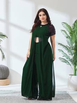 Miss Chase - A+ Curve Collection Plus Size Women Dark Green Jumpsuit