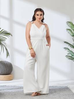 Miss Chase - A+ Curve Collection Plus Size Women Off-White Jumpsuit