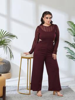 Miss Chase - A+ Curve Collection Plus Size Women Maroon Jumpsuit