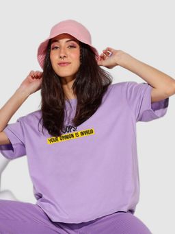 Bewakoof - Women's Purple Invalid Opinion Graphic Printed Oversized T-shirt