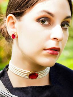 Odette - Green Mixed Metal Detailing Jewellery Set