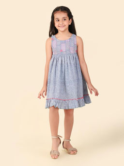 Fabindia - Blue Cotton Printed Dress