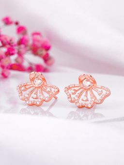 GIVA - Sterling Silver Bhumi Rose Gold Crowning Eyebright Earrings For Womens