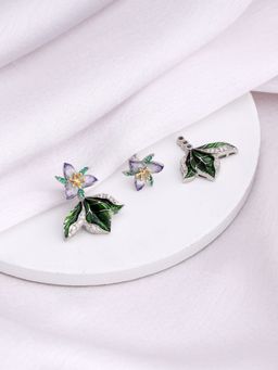 GIVA - Sterling Silver Bhumi Silver Trillium Convertible Earrings For Womens