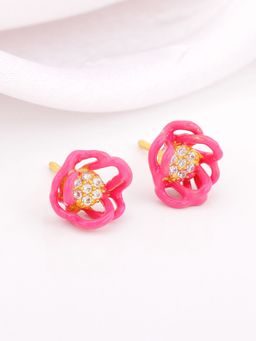 GIVA - Sterling Silver Bhumi Golden Hot Pink Ebony Studs For Womens