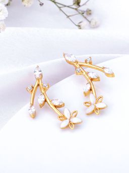 GIVA - Sterling Silver Bhumi Golden Trillium Treasures Earrings For Womens