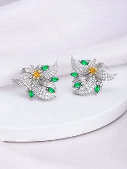 GIVA - Sterling Silver Bhumi Silver Tranquil Trillium Studs For Womens