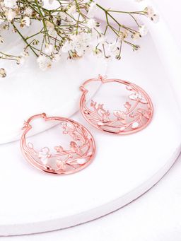 GIVA - Sterling Silver Bhumi Rose Gold Eyebright Hoop Earrings For Womens