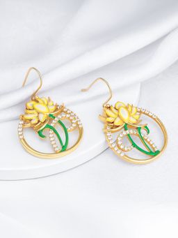 GIVA - Sterling Silver Bhumi Golden Brilliant Brahma Kamal Earrings For Womens