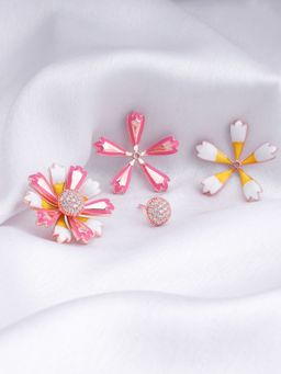 GIVA - Sterling Silver Bhumi Rose Gold Layered Mountain Ebony Studs For Womens