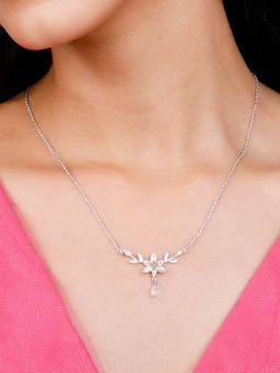 GIVA - Sterling Silver Bhumi Silver One In A Trillium Necklace For Womens