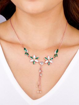 GIVA - Sterling Silver Bhumi Rose Gold Trillium Necklace For Womens
