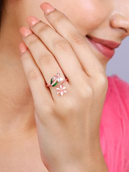 GIVA - Sterling Silver Bhumi Rose Gold Mythical Musli Open Ring For Womens