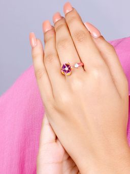 GIVA - Sterling Silver Bhumi Rose Gold Belle Mallow Spin Ring For Womens