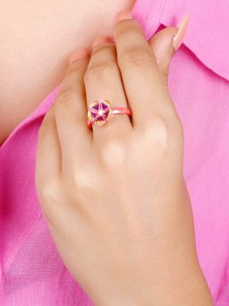 GIVA - Sterling Silver Bhumi Rose Gold Bell Mellow Ring For Womens