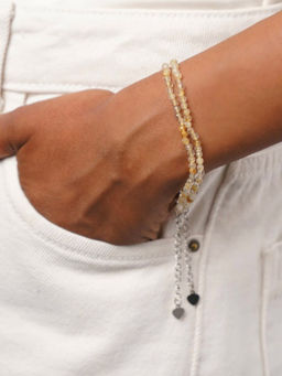 Kastiya Jewels - Handcrafted Golden Rutile Semi Precious Gemstone Bracelets (Pack of 2)