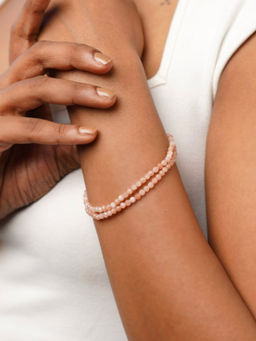 Kastiya Jewels - Handcrafted Peach Moonstone Semi Precious Gemstone Bracelets (Pack of 2)