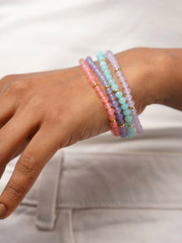 Kastiya Jewels - Handcrafted Jade Quartz Semi Precious Gemstone Bracelet (Pack of 4)