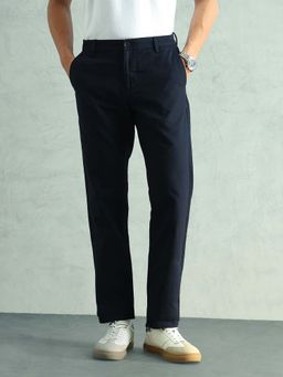 Arrow Sports - Blue Textured Mid Waist Casual Trouser