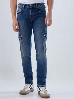 Spykar - Blue Solid/Plain Mid Waist Jeans