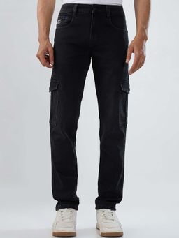 Spykar - Black Solid/Plain Mid Waist Jeans