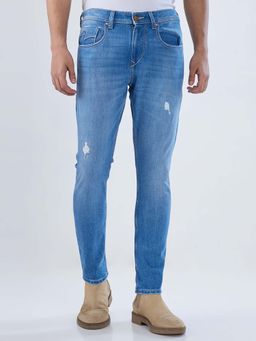 Spykar - Blue Solid/Plain Mid Waist Jeans