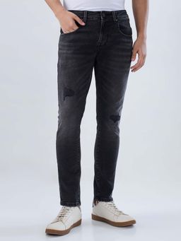 Spykar - Black Solid/Plain Mid Waist Jeans