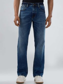 Spykar - Blue Solid/Plain Mid Waist Jeans