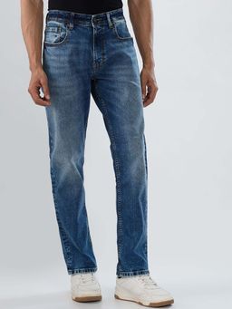 Spykar - Blue Solid/Plain Mid Waist Jeans