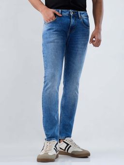 Spykar - Blue Solid/Plain Mid Waist Jeans