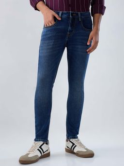 Spykar - Blue Solid/Plain Mid Waist Jeans