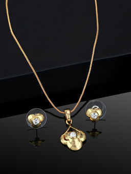 Estele - Gold Plated Flower Pendant with Crystals for Women (Set of 2)