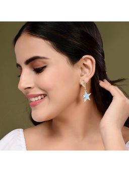 Voylla - Trendy Elegance Star and Moon Drop Earrings