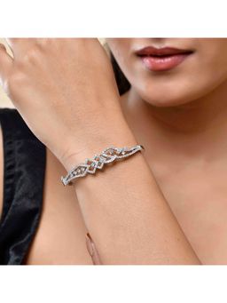 Voylla - Sparkling Elegance Moonlit Mesh American Diamond Adjustable Bracelet