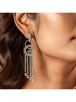 Voylla - Sparkling Elegance Radiant Cascade American Diamond Dangler Earrings