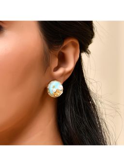 Voylla - Blossom Seabreeze Golden Stud Earrings