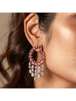 Voylla - Sparkling Elegance Scarlet Cascade American Diamond Dangler Earrings