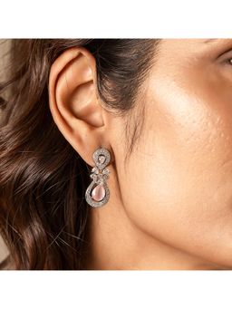 Voylla - Sparkling Elegance Glimmer Pink American Diamond Dangler Earrings
