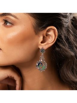 Voylla - Madhubani Rang-E-Mayur Oxidised Enamel Earrings