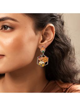 Voylla - Madhubani Pakhi Matsya Katha Oxidised Enamel Earrings