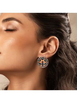 Voylla - Madhubani Pakhi Pankh Oxidised Enamel Earrings