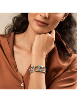 Voylla - Madhubani Matsya Oxidised Enamel Adjustable Cuff