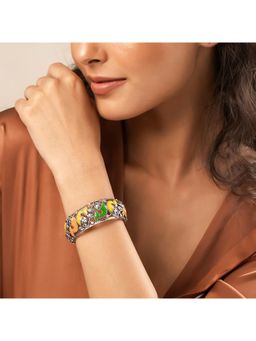 Voylla - Madhubani Matsya Mandala Oxidised Enamel Adjustable Cuff