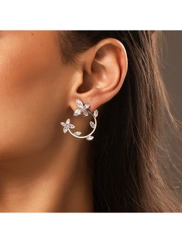 Voylla - Korean Bling Daisy Dream Crystal Drop Earrings