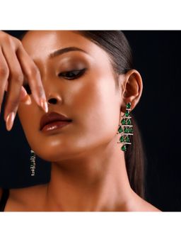 Voylla - Sparkling Elegance Adai Emerald Cascade Diva Earrings