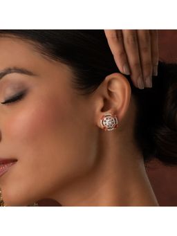 Voylla - Gold Elegance Radiant Floral Cz Stud Earrings