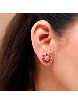 Voylla - Gold Elegance Blush Bloom Floral Stud Earrings