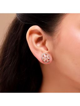 Voylla - Gold Elegance Rose Petal Halo Stud Earrings