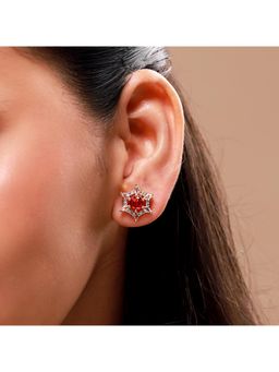 Voylla - Gold Elegance Scarlet Halo Star Stud Earrings